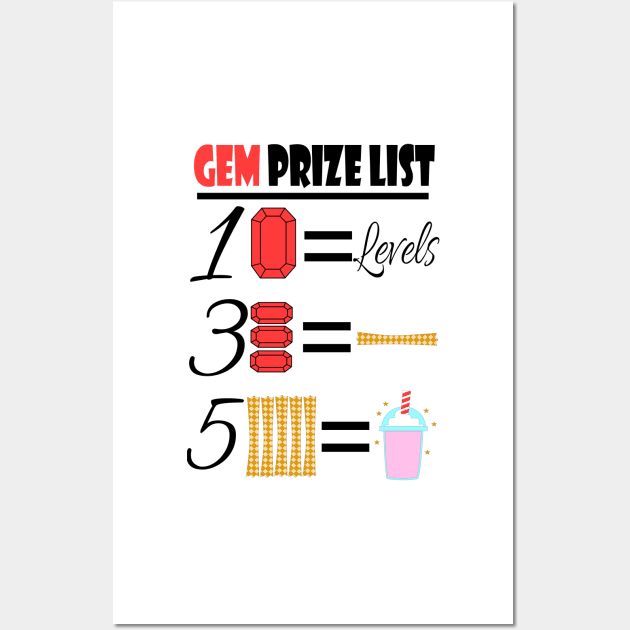 Gem Prize List Wall Art by trainedspade